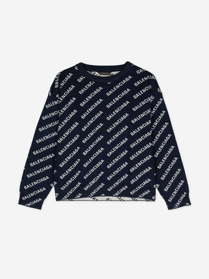 Balenciaga 儿童全标志运动衫（海军蓝）