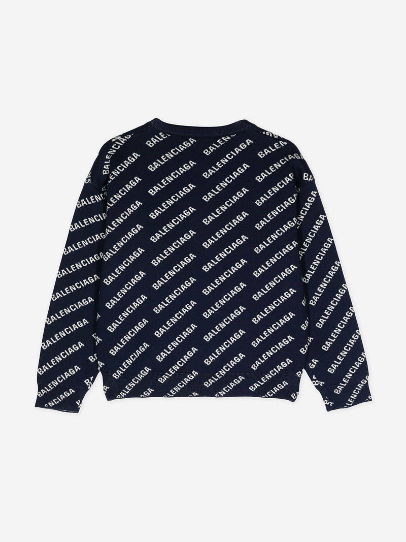 Balenciaga 儿童全标志运动衫（海军蓝）