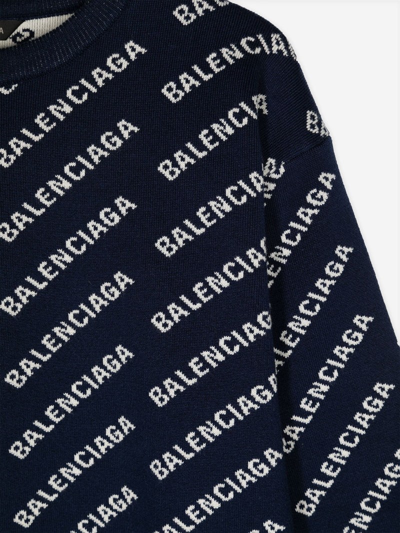 Balenciaga 儿童全标志运动衫（海军蓝）