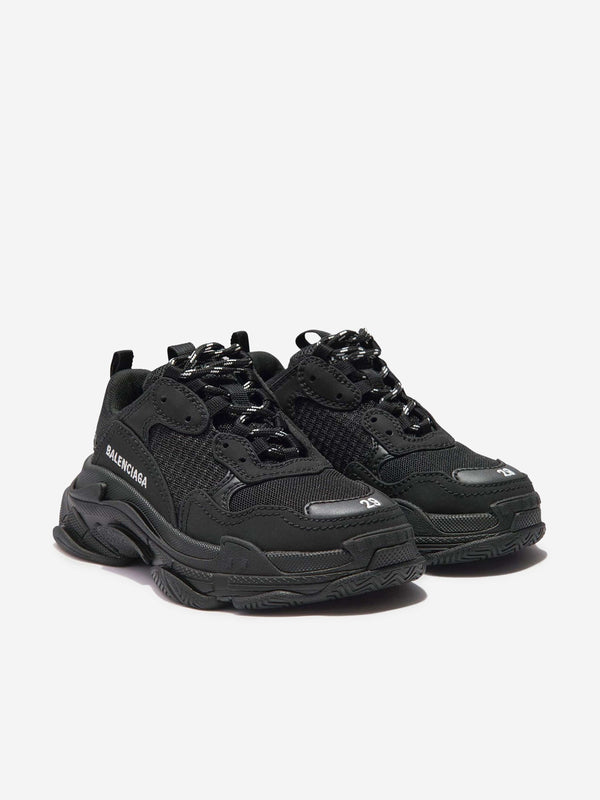 Balenciaga 儿童 Triple S 运动鞋（黑色）