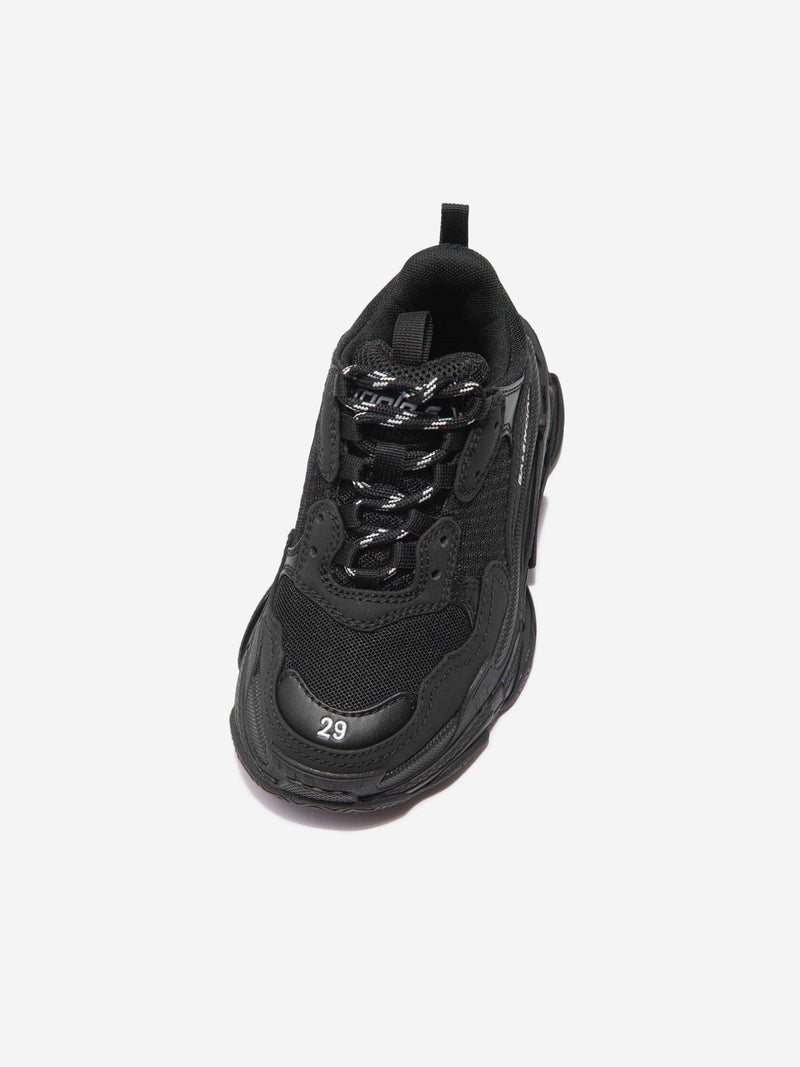 Balenciaga 儿童 Triple S 运动鞋（黑色）