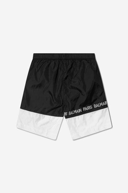 Balmain 男童拼色徽标泳裤