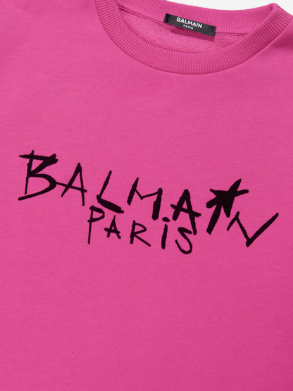 Balmain Girls Logo Print Sweatshirt