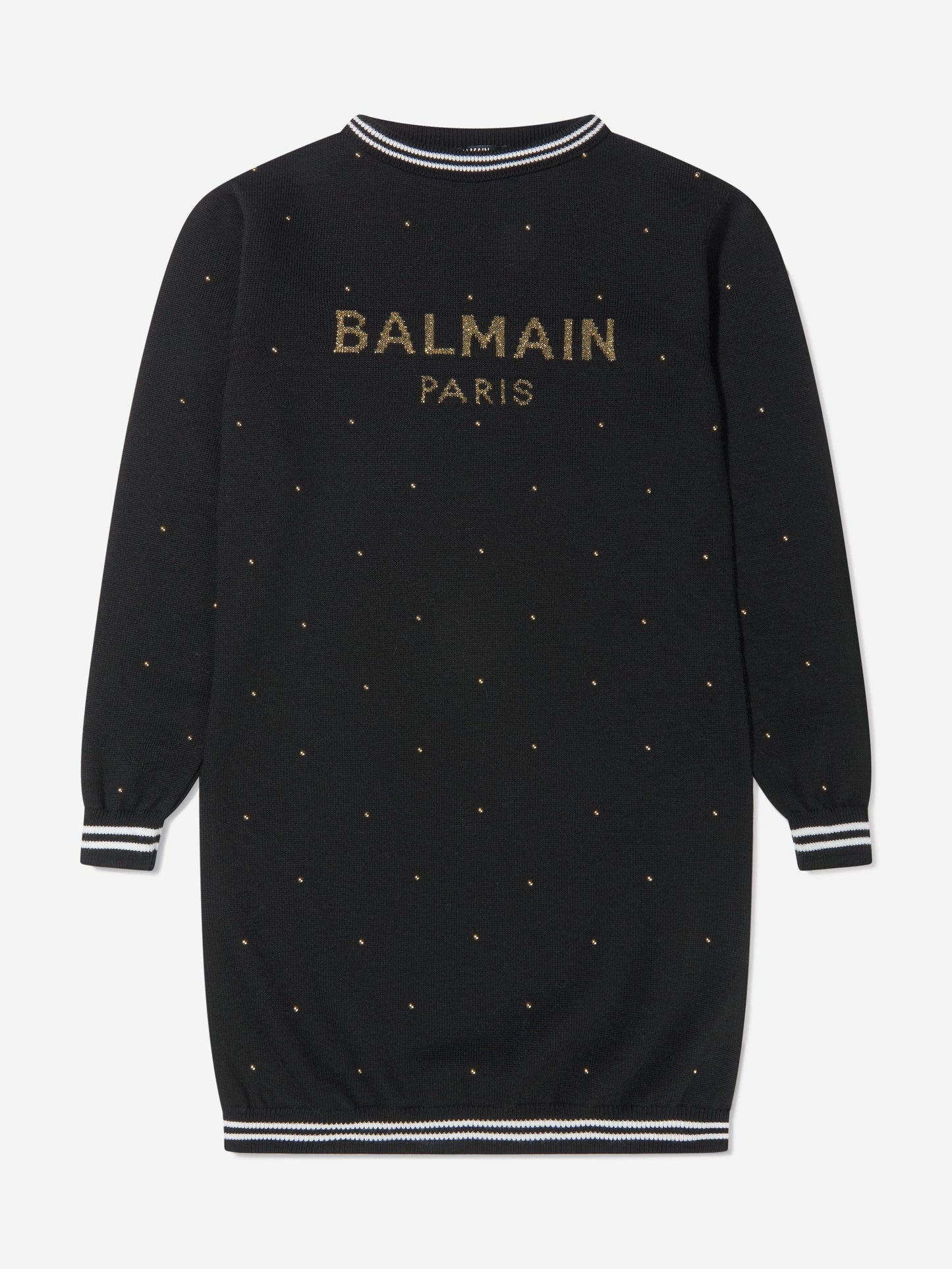 Balmain 女童羊毛针织徽标连衣裙