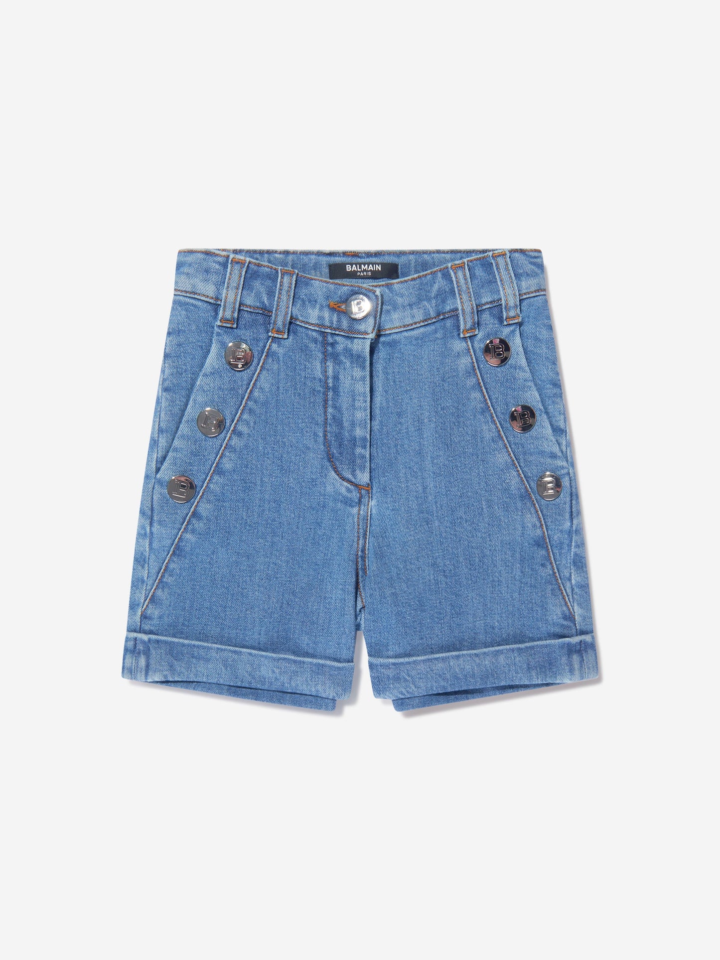 Balmain 女童蓝色牛仔短裤