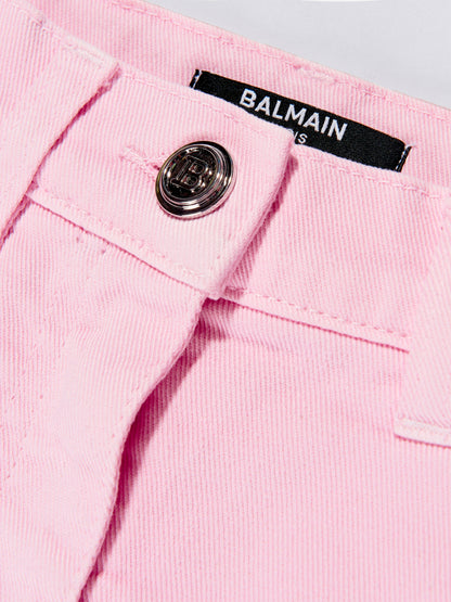 Balmain 女童粉色百褶下摆半身裙