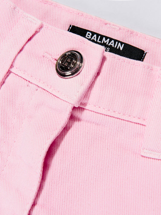 Balmain 女童粉色百褶下摆半身裙