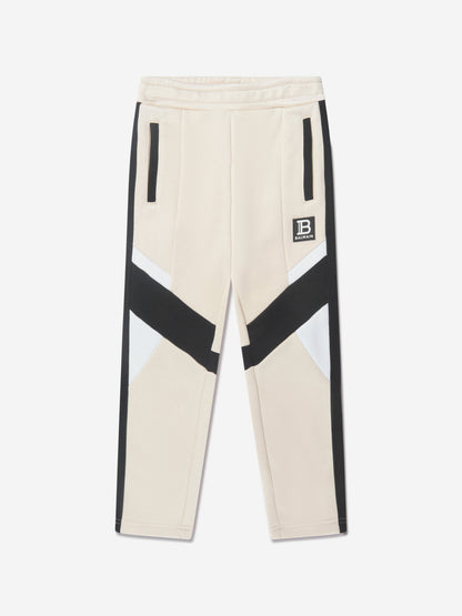 Balmain Boys 米色徽标慢跑裤