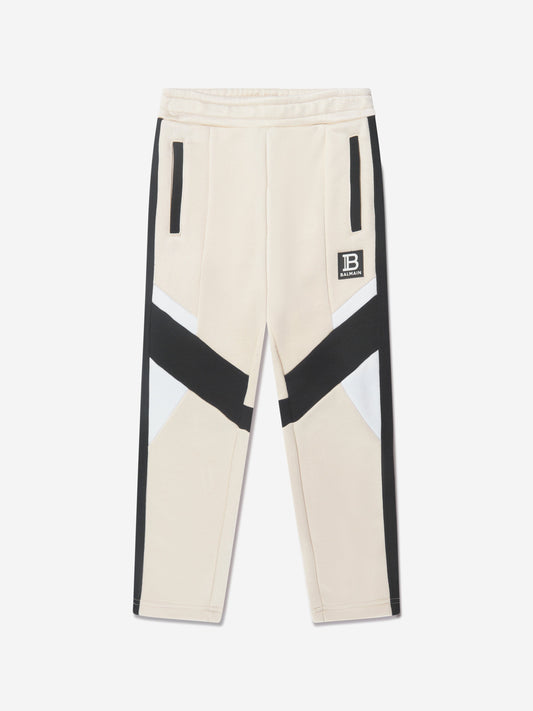 Balmain Boys 米色徽标慢跑裤