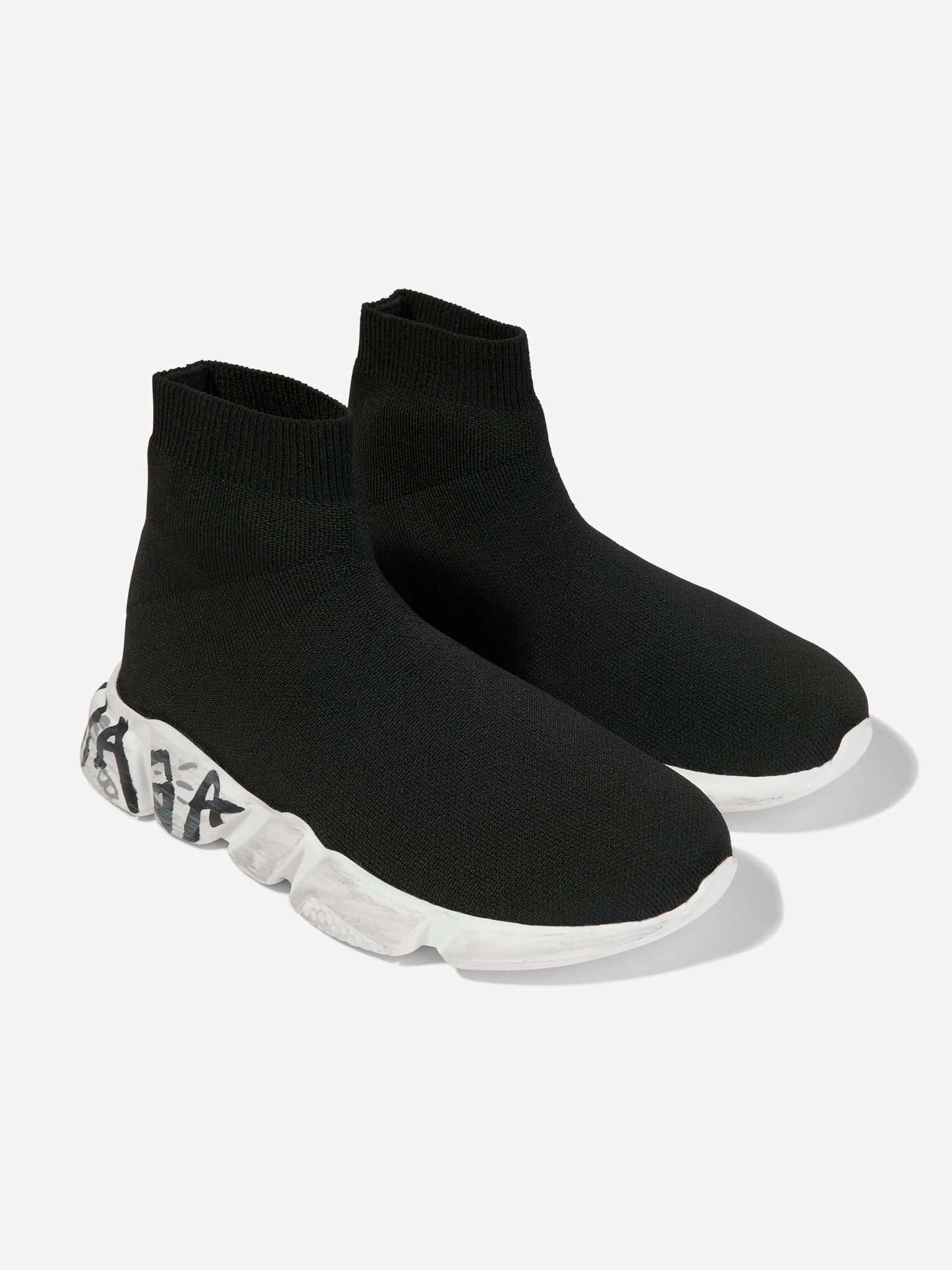 Balenciaga 儿童涂鸦鞋底快速训练鞋 (黑色)