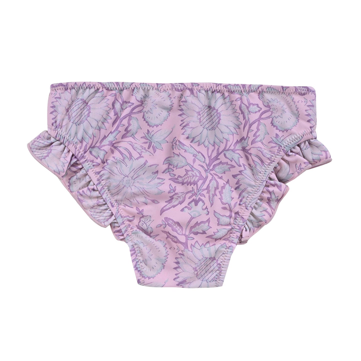 女童粉色花朵泳衣套装