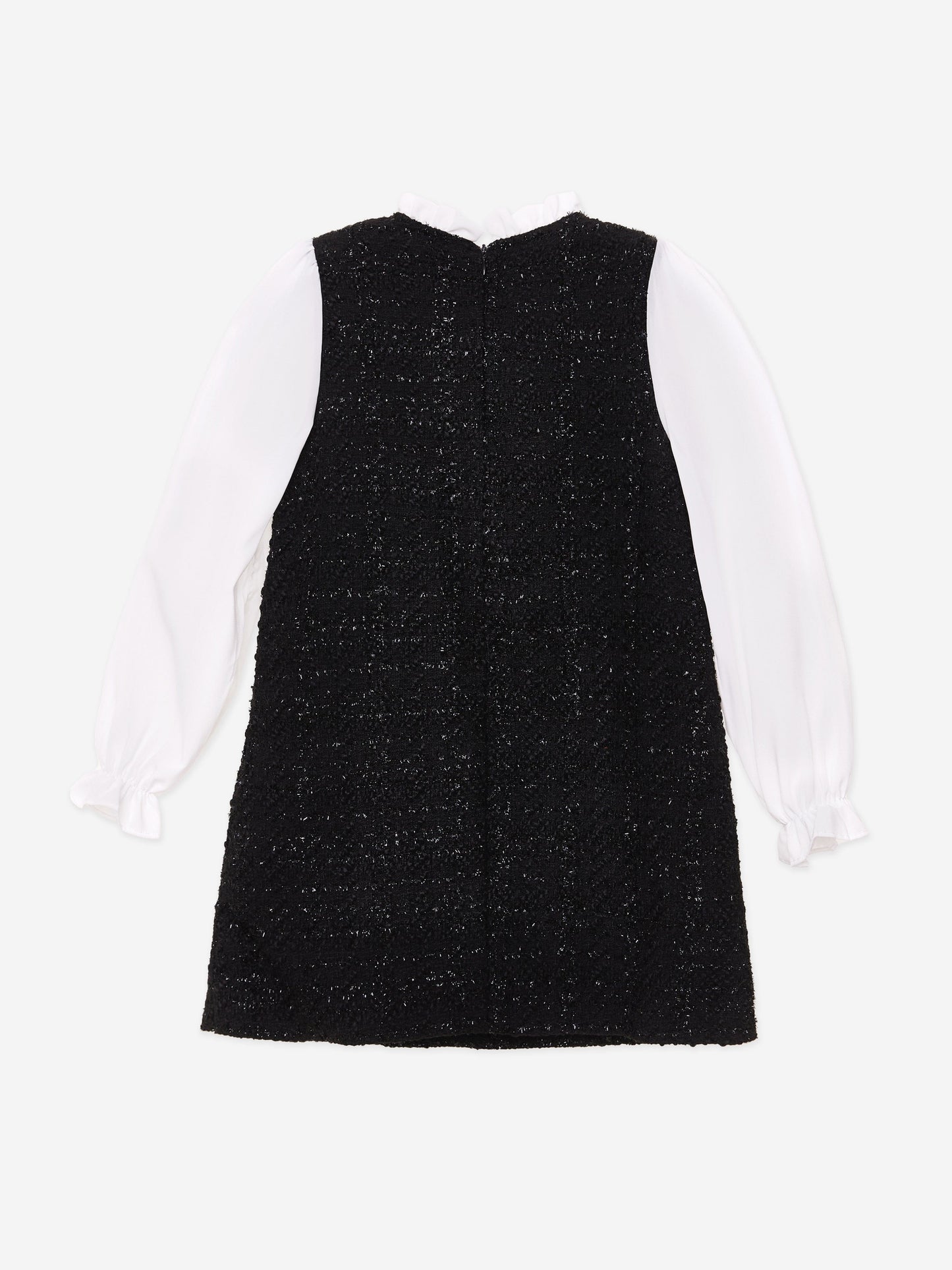 BCBG 女童荷叶边领粗花呢连衣裙（黑色）