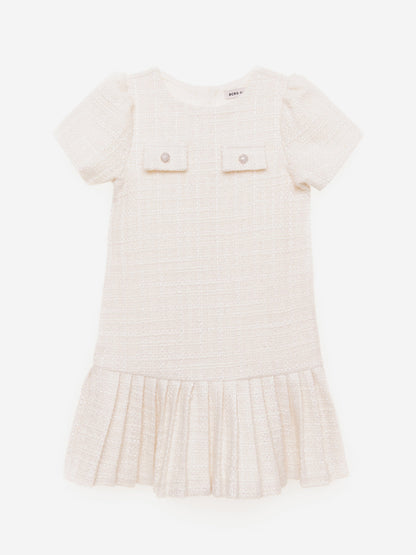 BCBG 女童象牙色粗花呢连衣裙