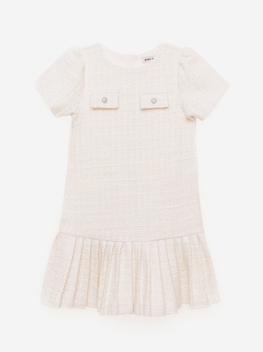 BCBG 女童象牙色粗花呢连衣裙