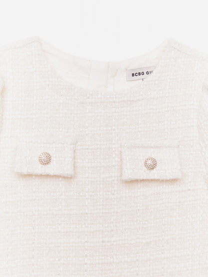 BCBG 女童象牙色粗花呢连衣裙