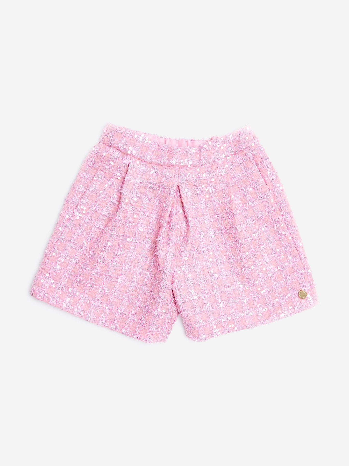 BCBG Girls Tweed Pleated Shorts in Pink