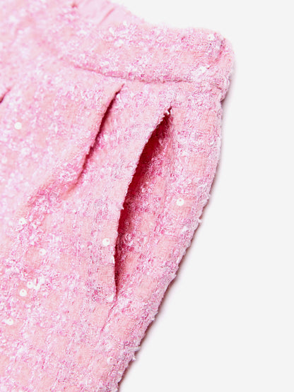 BCBG Girls Tweed Pleated Shorts in Pink