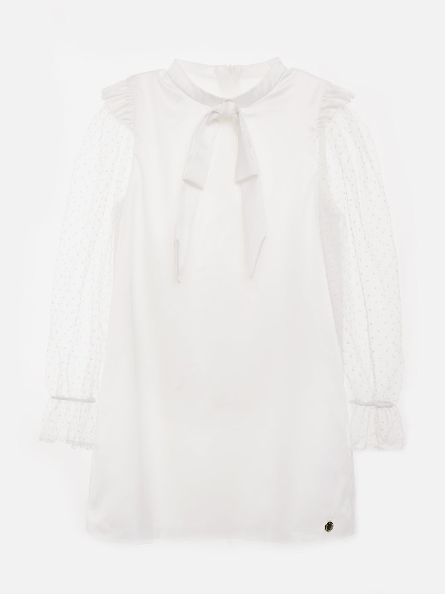 BCBG Girls Flocked Spot Sleeve Dress in White
