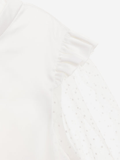 BCBG Girls Flocked Spot Sleeve Dress in White
