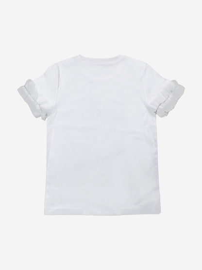 BCBG Girls Ruffle Sleeve T-Shirt in White