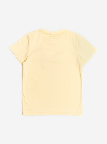 BCBG Girls Diamante Logo 3D Flowers T-Shirt in Yellow