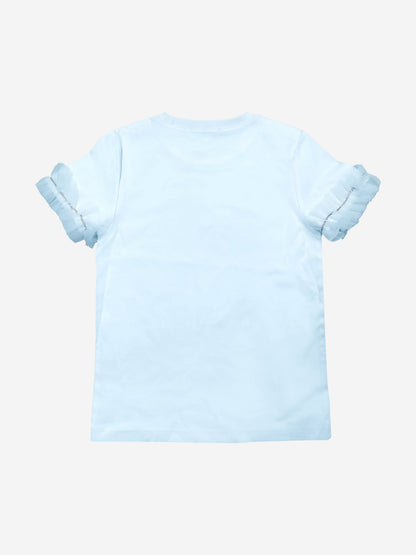 Girls Ruffle Sleeve T-Shirt in Blue