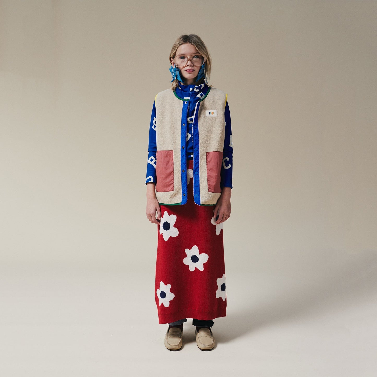 儿童米色抓绒马甲