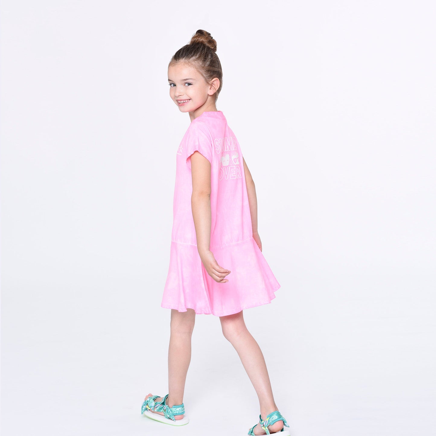 女童粉色棉连衣裙