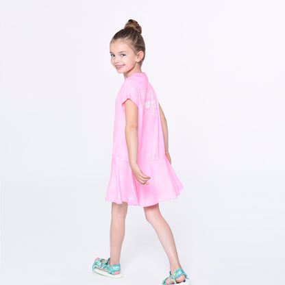 女童粉色棉连衣裙