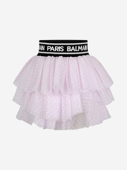 Balmain 女童圆点薄纱裙