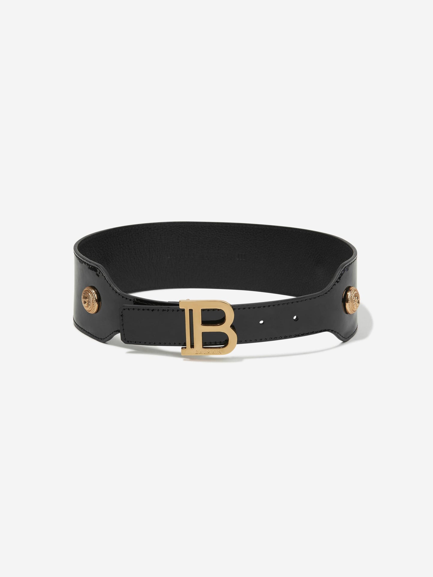 Balmain Girls 黑色亮漆皮带