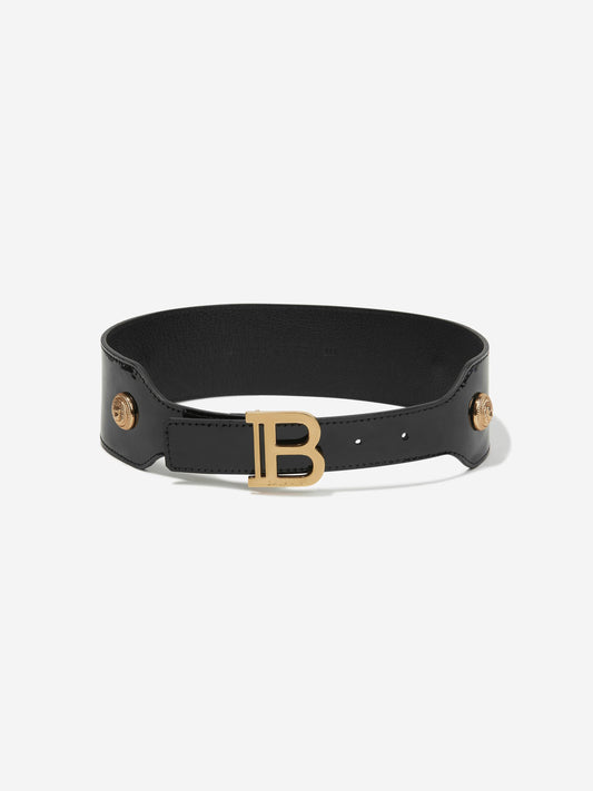 Balmain Girls 黑色亮漆皮带