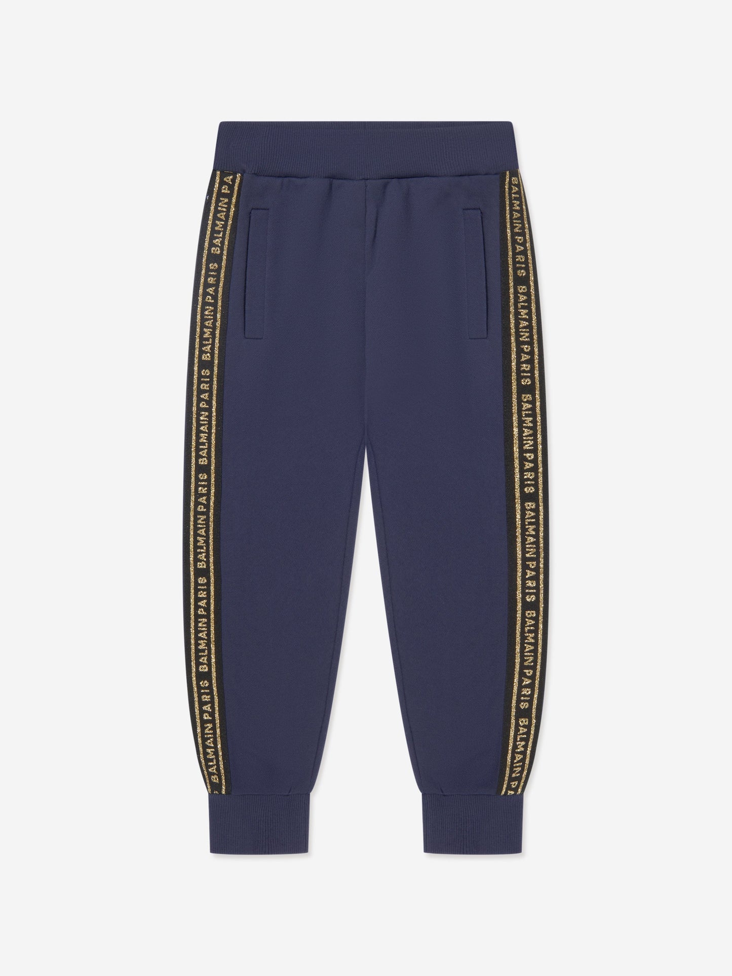 Balmain Boys 海军蓝徽标慢跑裤
