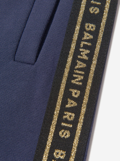 Balmain Boys 海军蓝徽标慢跑裤