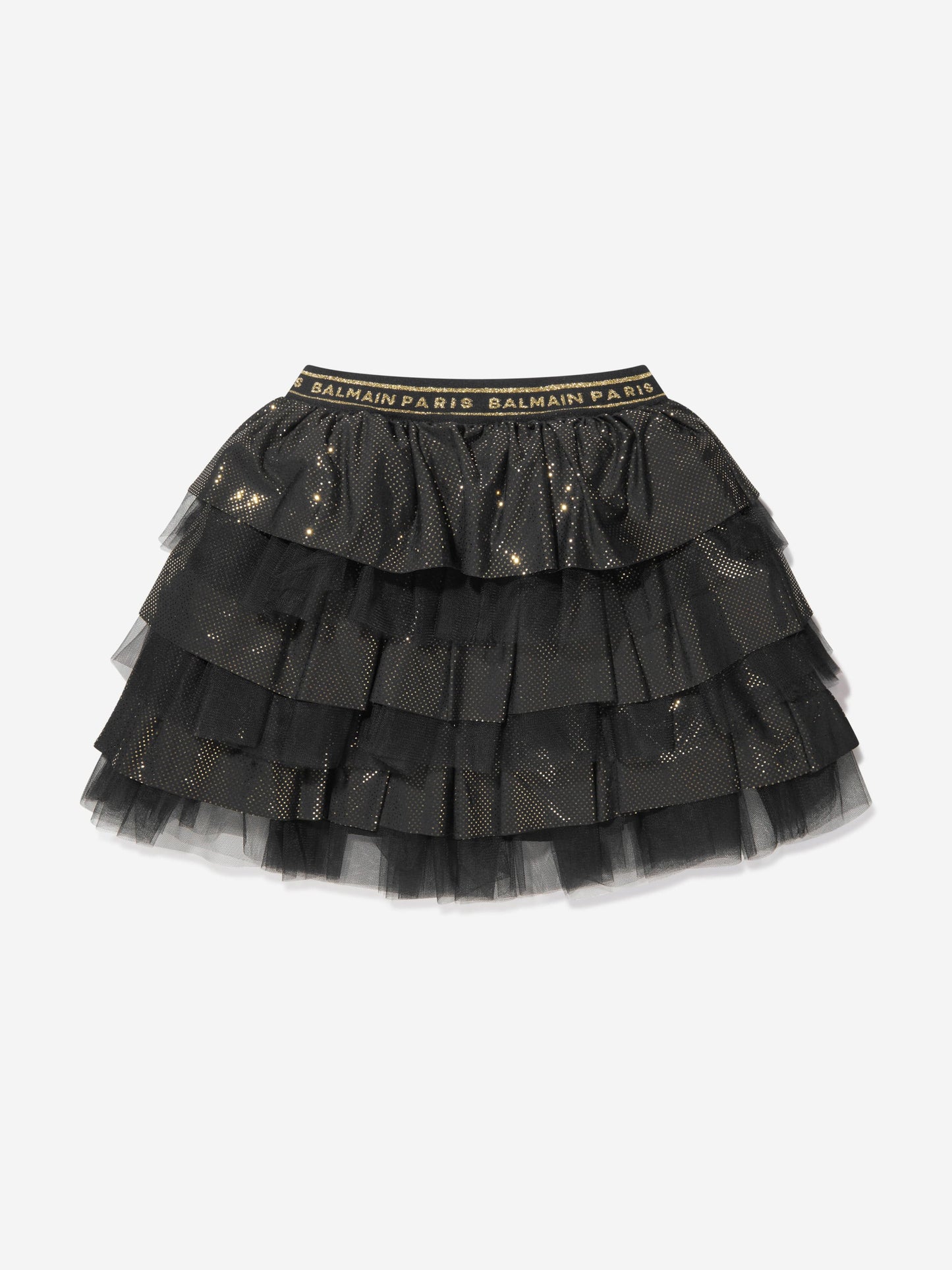 Balmain 女童黑色荷叶边半身裙