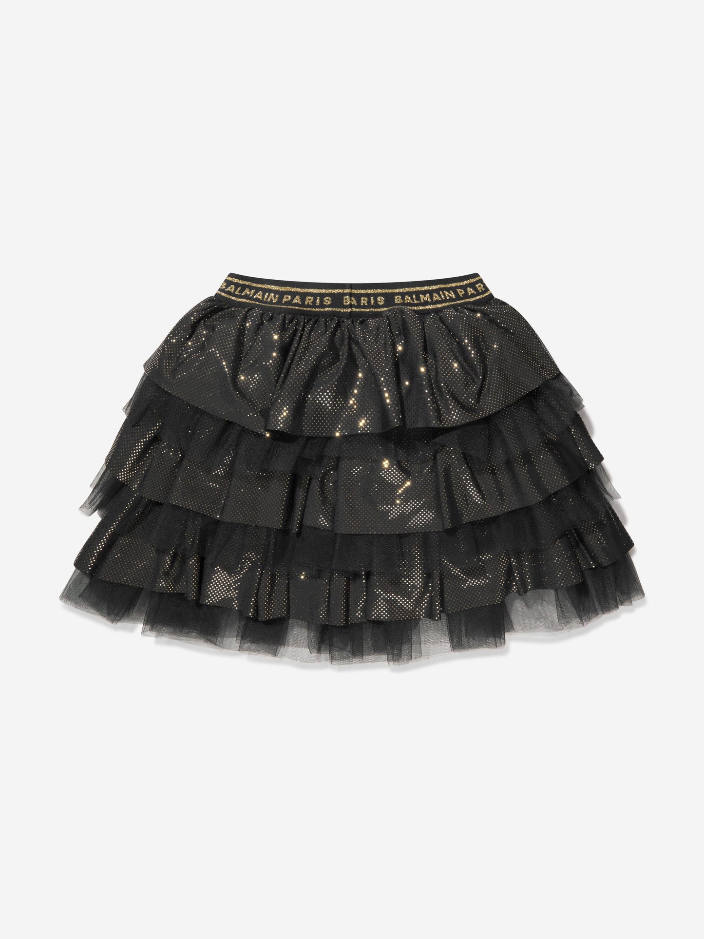 Balmain 女童黑色荷叶边半身裙
