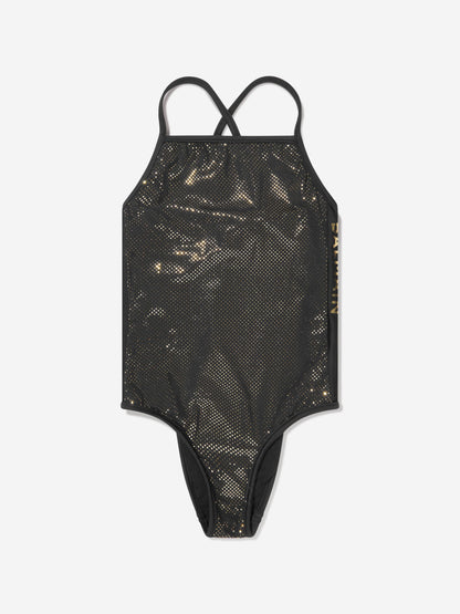 Balmain 女童黑色徽标泳衣