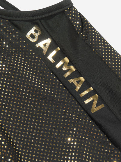 Balmain 女童黑色徽标泳衣