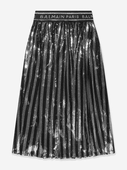 Balmain 女童银色百褶裙