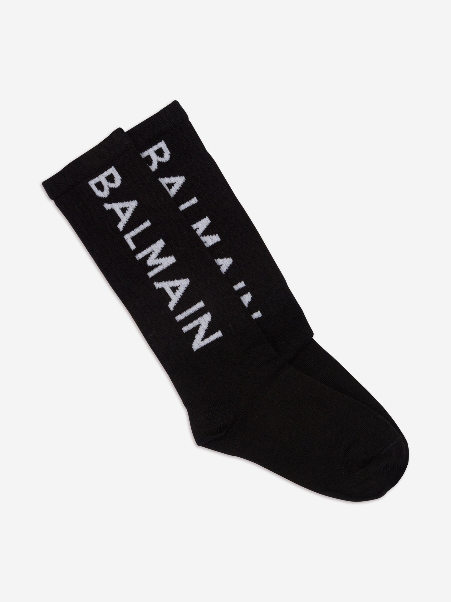Balmain Kids 徽标袜子（黑色）