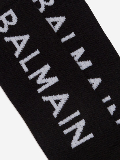 Balmain Kids 徽标袜子（黑色）