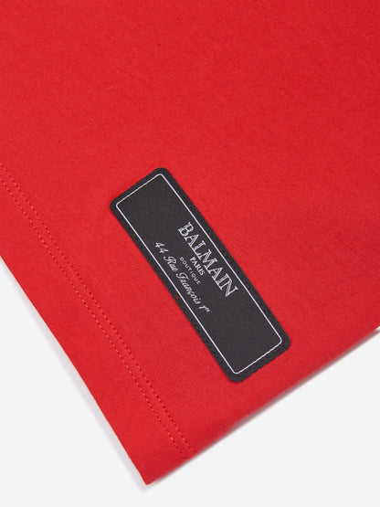 Balmain 女童红色流苏针织连衣裙