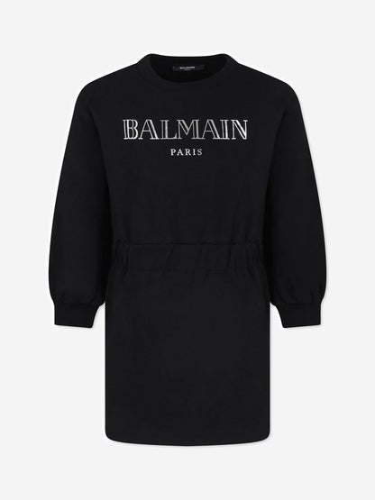 Balmain 女童黑色徽标毛衣裙