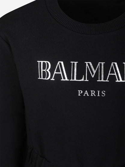 Balmain 女童黑色徽标毛衣裙