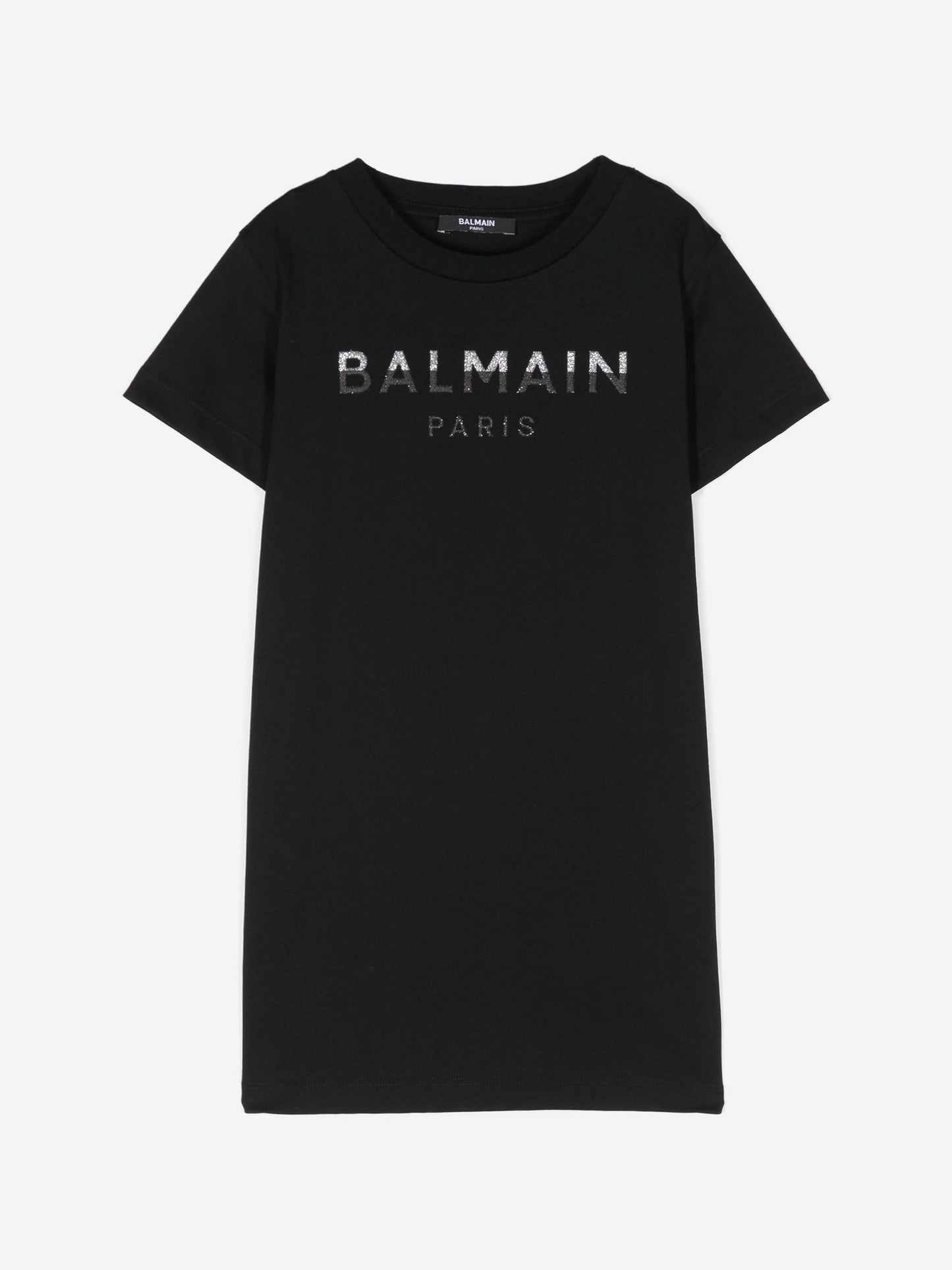Balmain 女童巴黎徽标黑色针织连衣裙