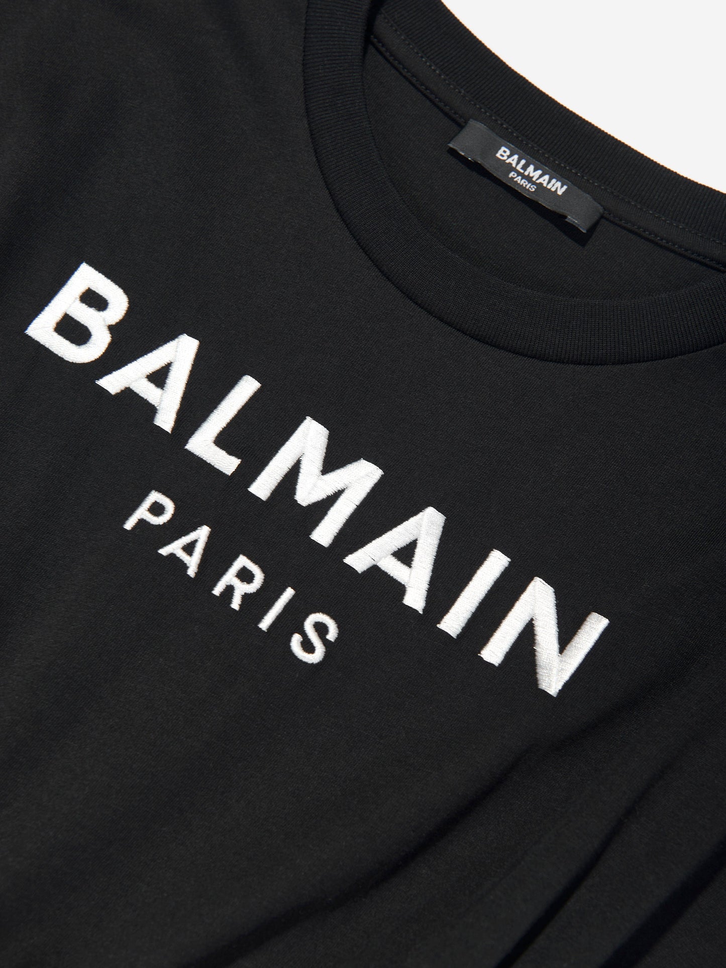 Balmain 女童徽标棉质平纹针织连衣裙（黑色）