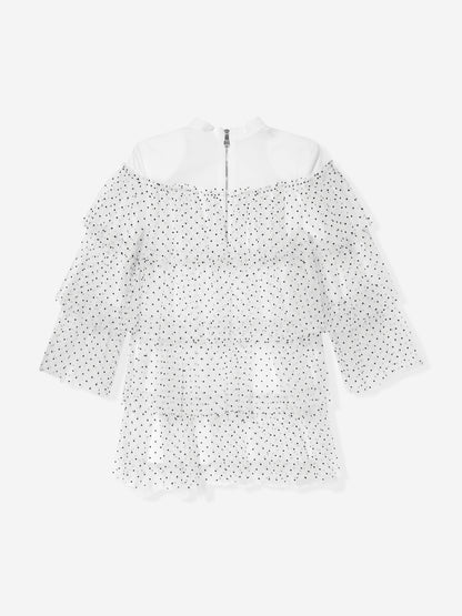 Balmain 女童白色分层薄纱连衣裙