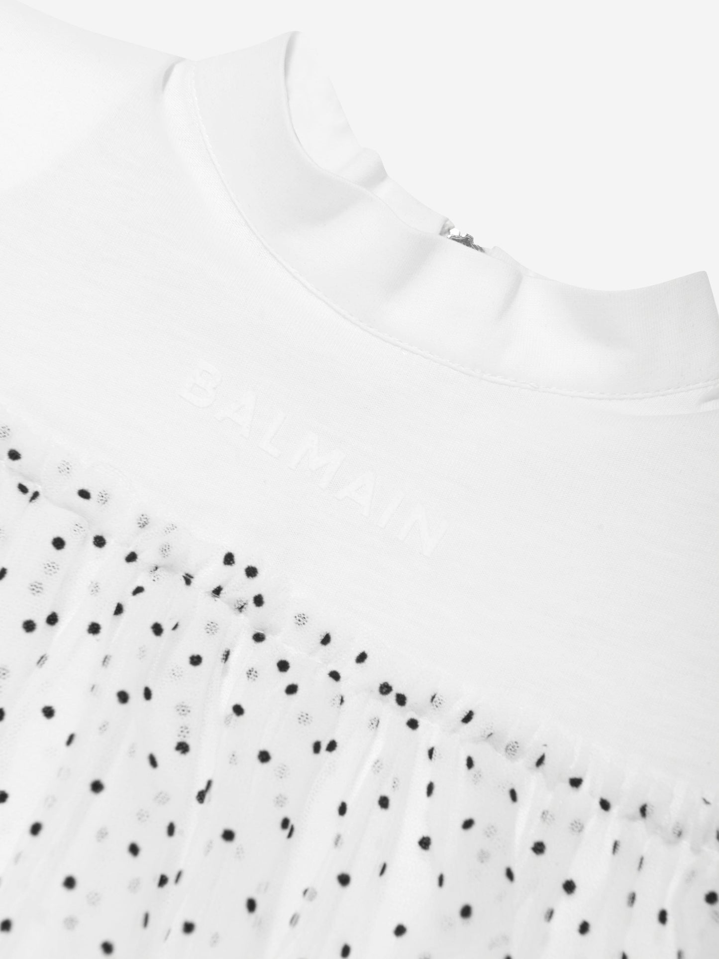 Balmain 女童白色分层薄纱连衣裙