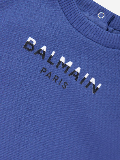 Balmain 男婴蓝色徽标运动衫