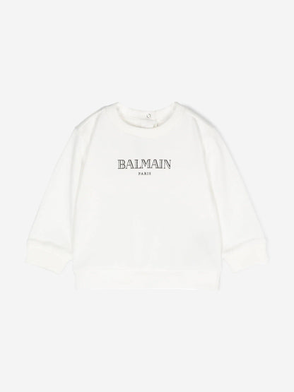 Balmain Baby Paris 象牙色徽标运动衫